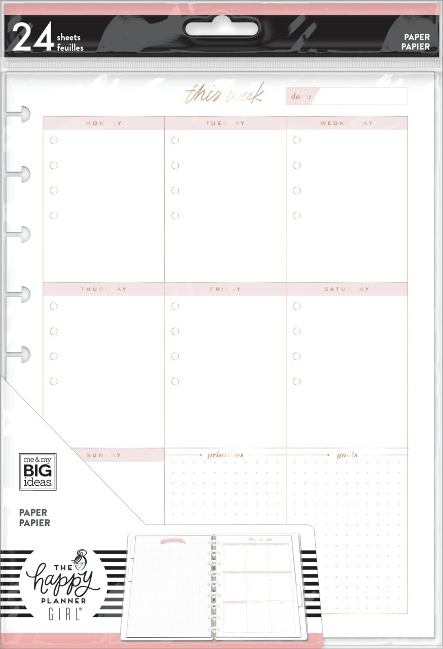 Happy Planner Classic Fill Paper 24/Pkg-Minimalist Weekly